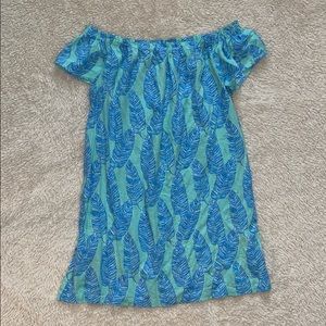 Vineyard Vines Leaf Printed Off the Shoulder Dress